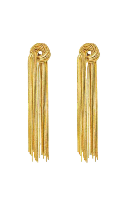 18k Gold Plated Knotted Fringe Earrings