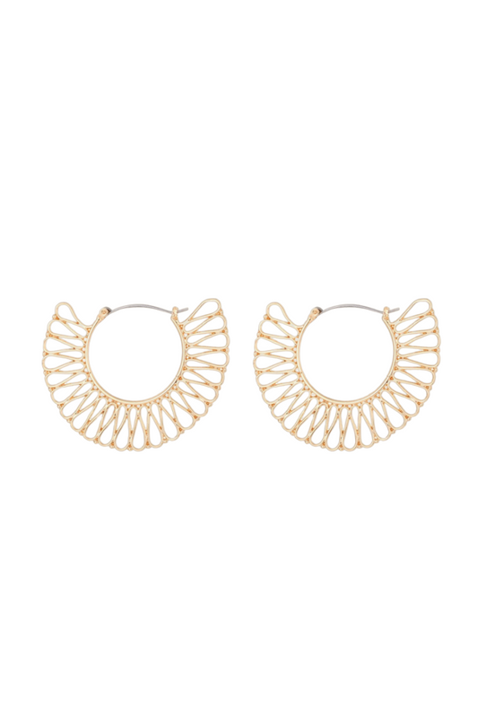 18k Gold Plated Geometric Boho Hoop Earrings