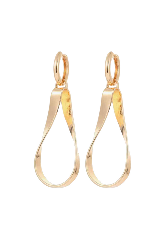 18k Gold Plated Oval Twist Dangle Earrings