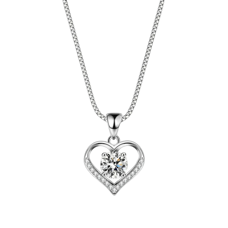 1 t.cw. Heart Lab Diamond Box Chain Pendant Necklace