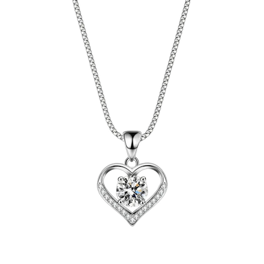 1 t.cw. Heart Lab Diamond Box Chain Pendant Necklace