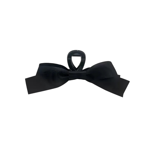 Black Tie Ribbon Bow Hair Claw