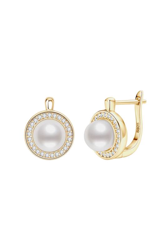 Freshwater Pearl Earrings with Moissanite Gemstone