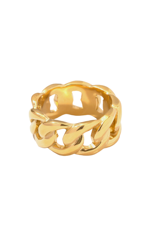 18k Gold Plated Curb Chain Ring