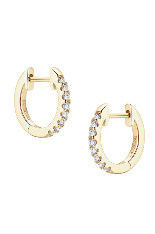 18k Gold Plated Pave Earrings with Moissanite Gemstone