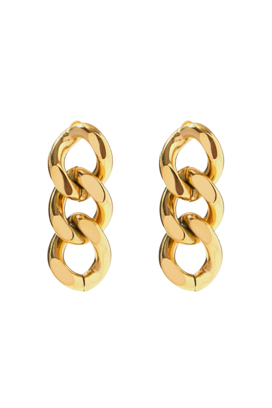 18k Gold Plated Chunky Triple Hoop Dangle Earrings