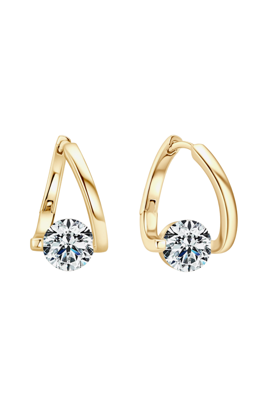 18k Gold Plated Heart Earrings with Moissanite Gemstone