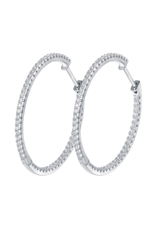 Hoop Earrings with Inlaid Moissanite Gemstones