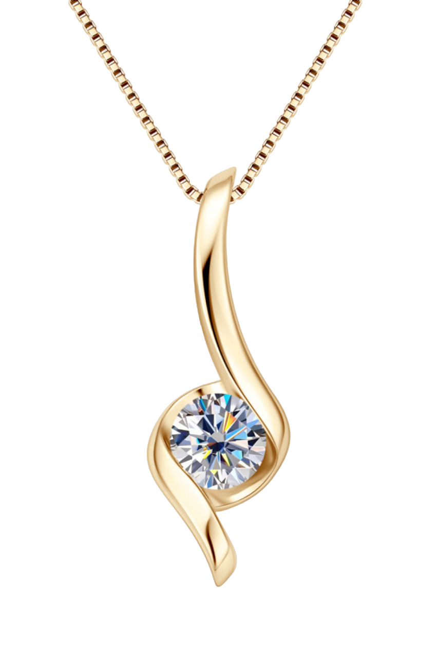 18k Gold Plated Pendant Necklace with Moissanite Stone