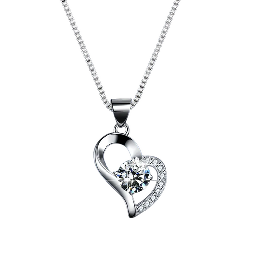 18k White Gold Lab Diamond  Reformed Heart Box Chain Necklace