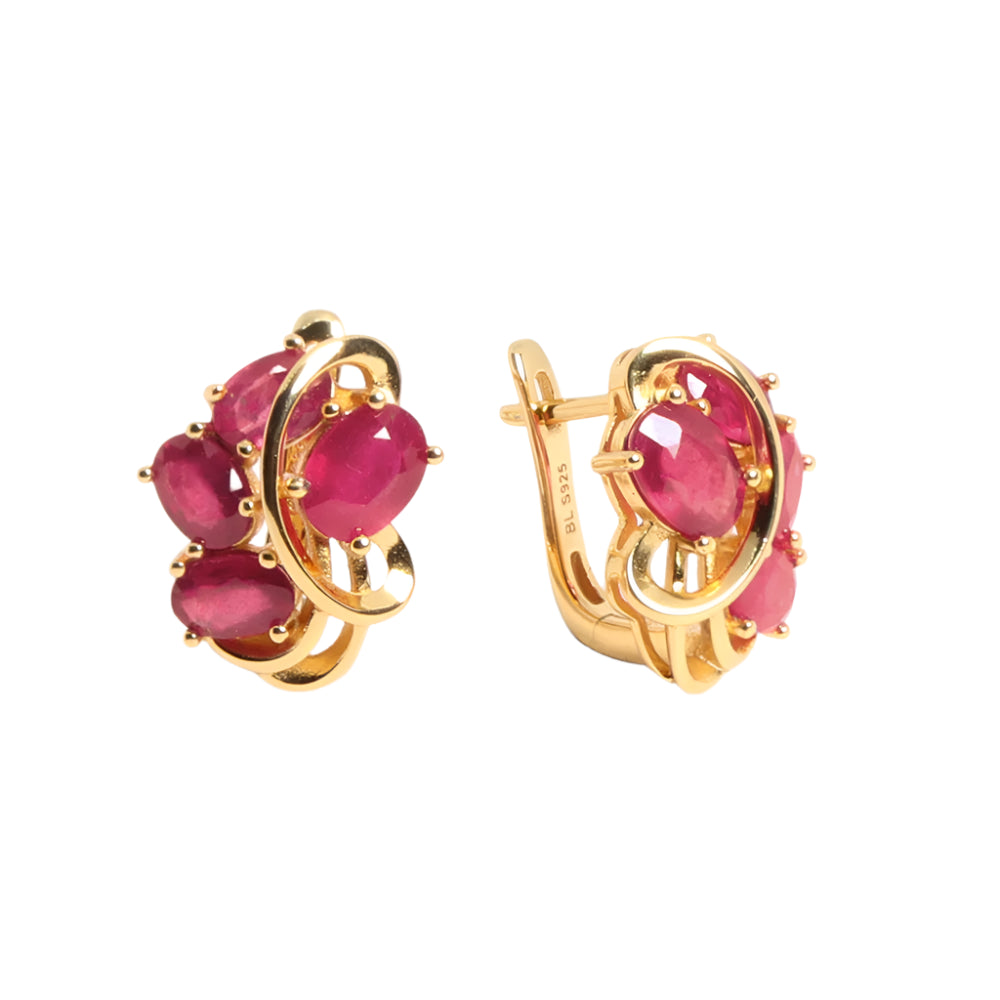 Ruby Cluster Earrings