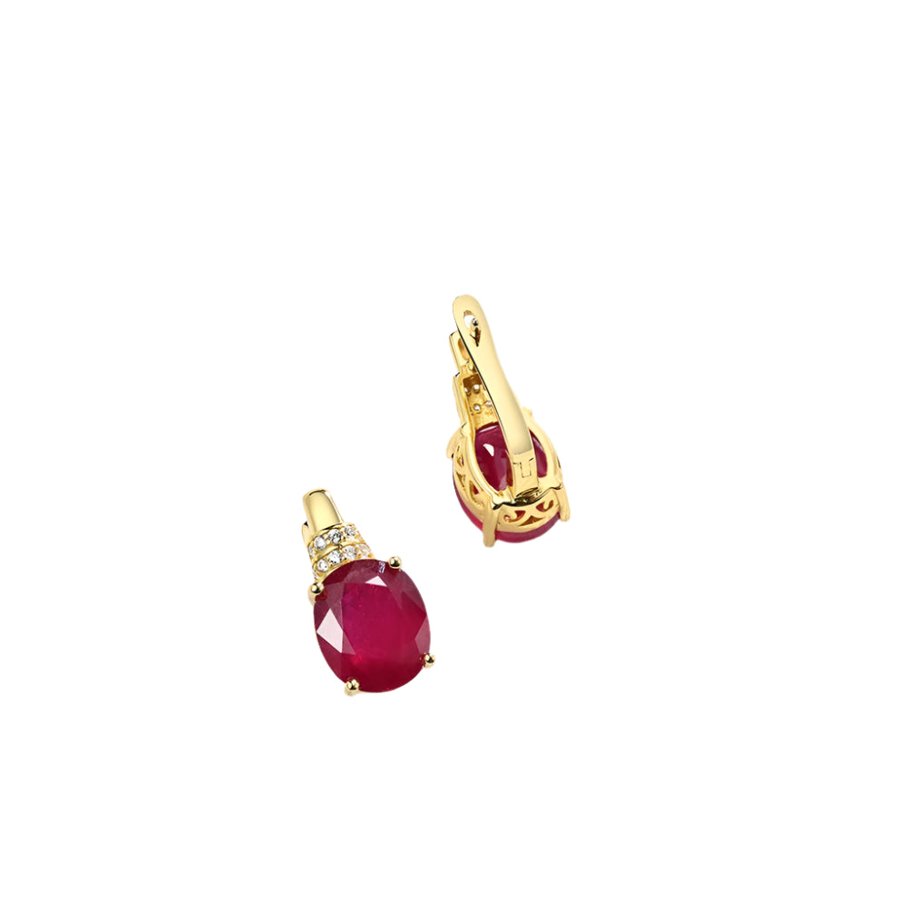 12 CT TW Ruby Oval Drop Earrings