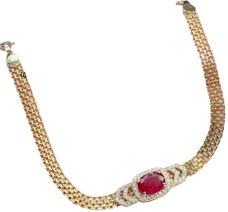 Vintage Ruby Chain Link Bracelet