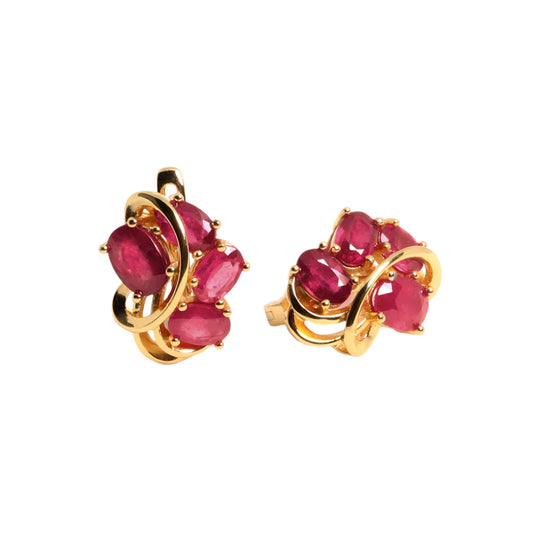 Ruby Cluster Earrings