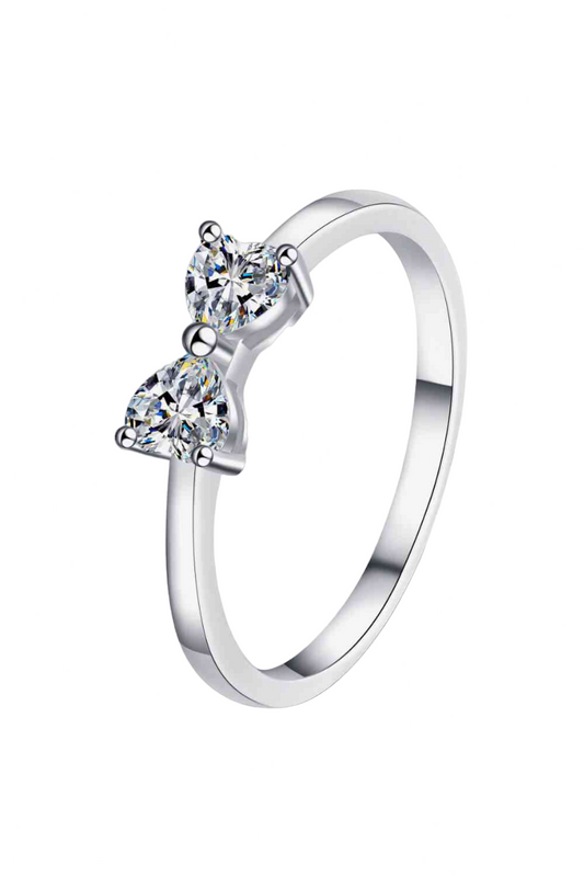 Silver Bow Ring with Moissanite Gemstone