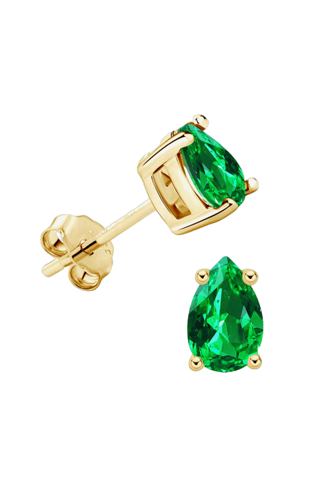 Simulated Pear Emerald Stud Earrings