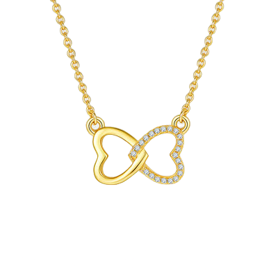 Two Hearts Intertwined Bow Necklace with Moissanite Gemstone